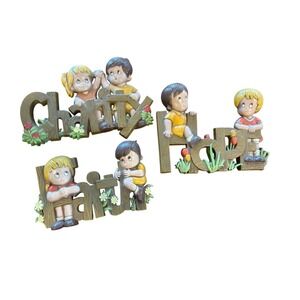 Vintage Burwood 3D Wall Plaques FAITH HOPE CHARITY Children Church Nursery Retro